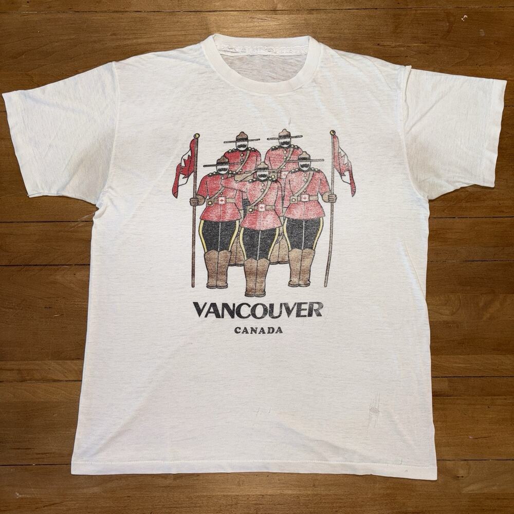 Vintage 80s Single Stitch Marc Tetro T Shirt Royal Canadian Mounted Police Tee